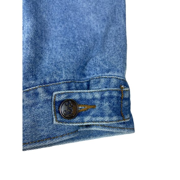 Mickey Inc Unisex Blue Denim Button Down Jacket Sz L - Picture 7 of 9